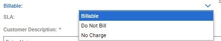 Billable dropdown options