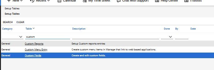 Custom Fields in ConnectWise Setup Tables