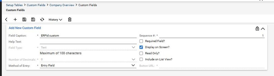 Custom Field creation form